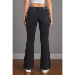 Dereon Beyonce Bootcut Jeans Rhinestone Streetwear Black 9/10